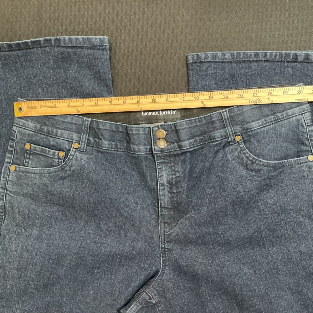 Woman Within Straight Jeans Womens 22W Blue Dark Wash High Rise Stretch 44x30 - Picture 7 of 10